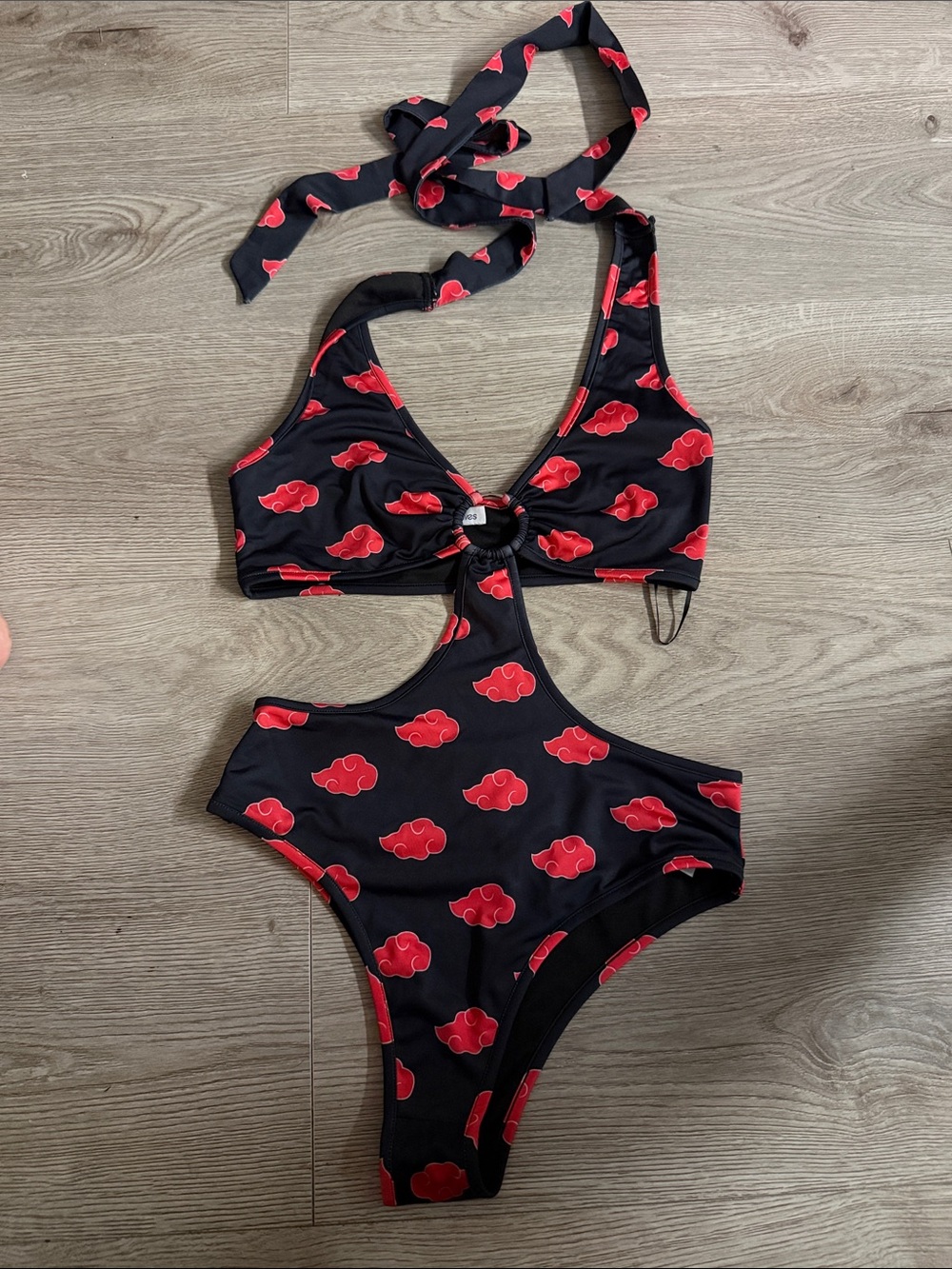 IHeartRaves Black and Red Cloud Print One-Piece - Womens